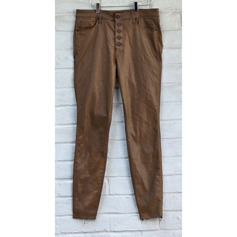 KUT from the Kloth Coated Bronze Button Fly Skinny Pants Size 12